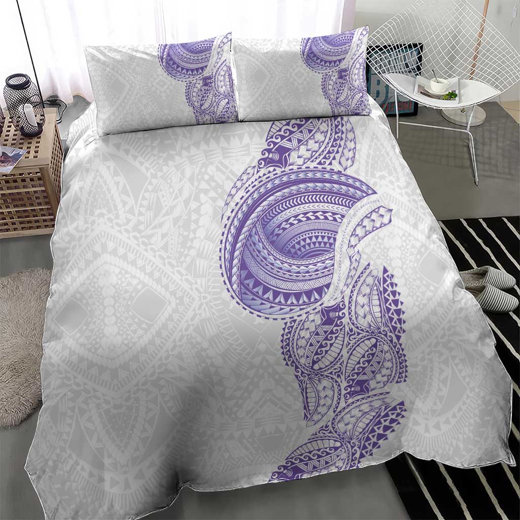 Traditional Polynesian Art Tattoos Bedding Set Purple Color - Polynesian Pride