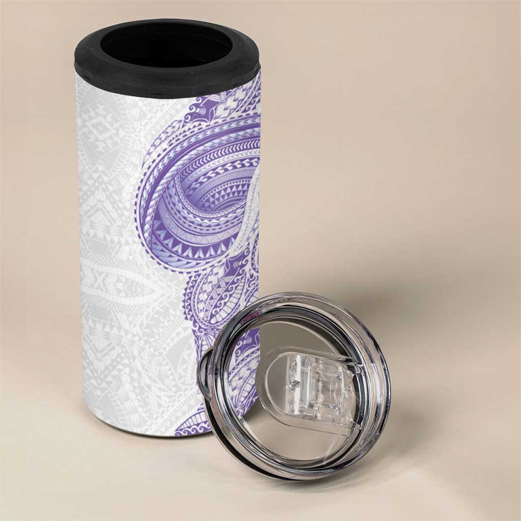 Traditional Polynesian Art Tattoos 4 in 1 Can Cooler Tumbler Purple Color - Polynesian Pride