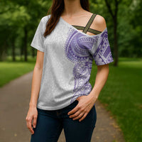 Traditional Polynesian Art Tattoos Cross Shoulder Shirt Purple Color - Polynesian Pride