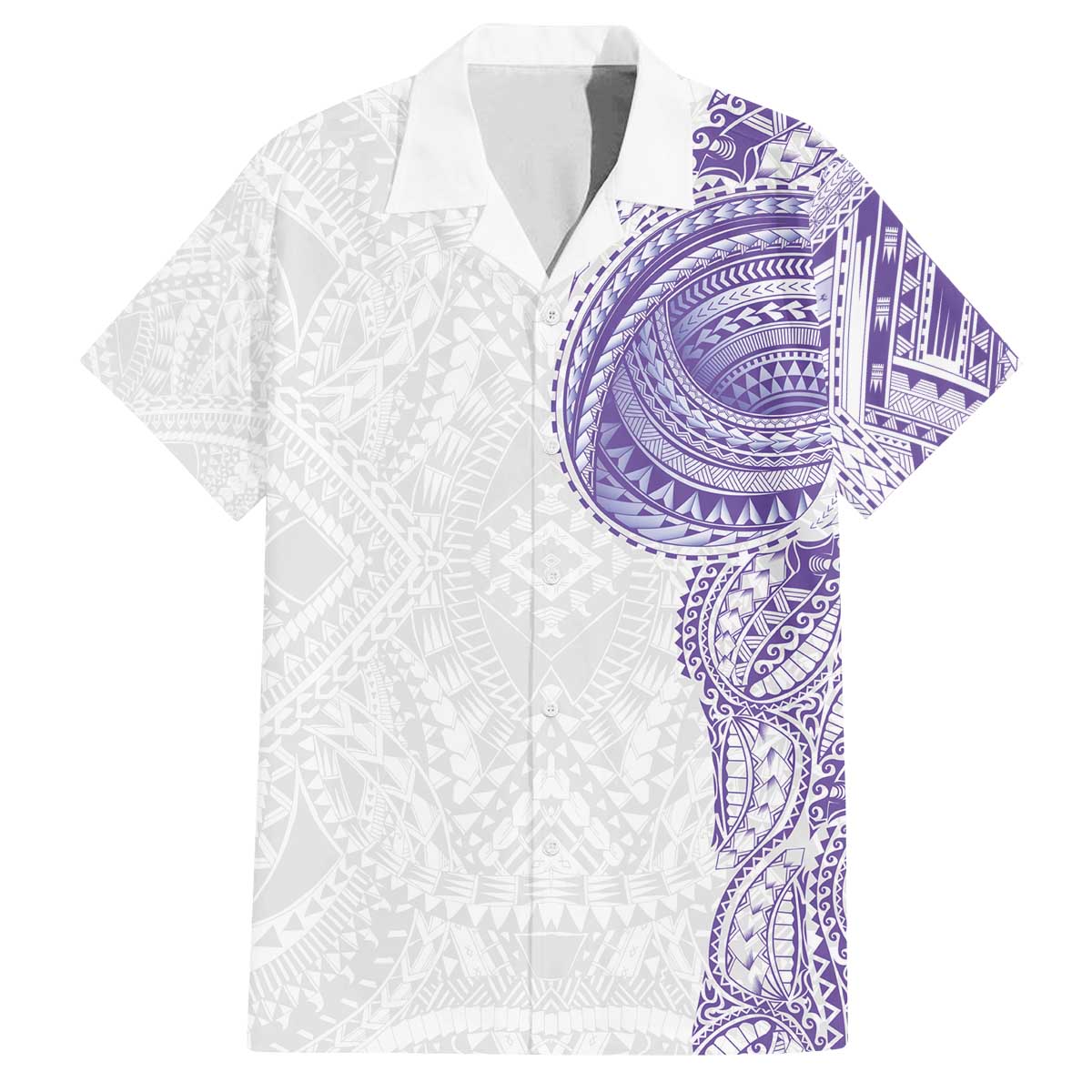 Traditional Polynesian Art Tattoos Family Matching Off The Shoulder Long Sleeve Dress and Hawaiian Shirt Purple Color - Polynesian Pride