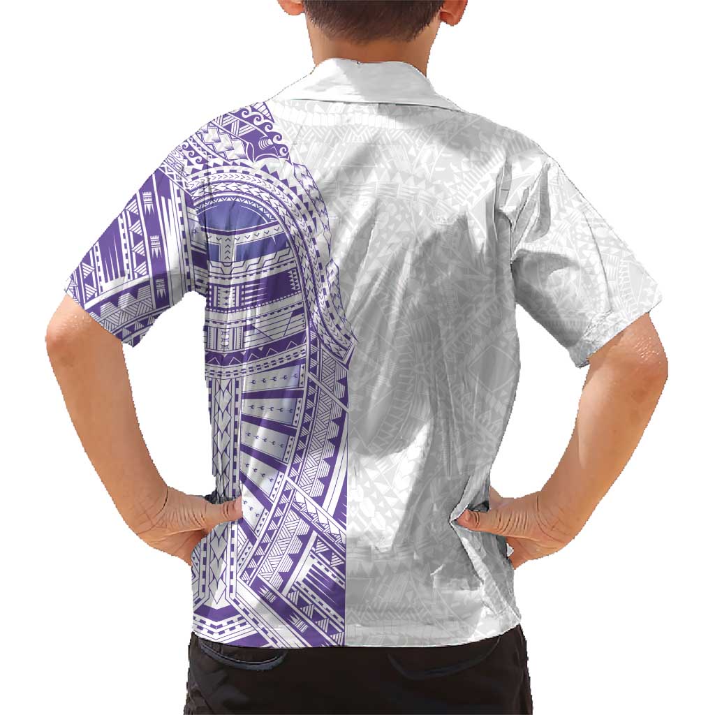 Traditional Polynesian Art Tattoos Family Matching Short Sleeve Bodycon Dress and Hawaiian Shirt Purple Color - Polynesian Pride