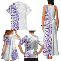 Traditional Polynesian Art Tattoos Family Matching Tank Maxi Dress and Hawaiian Shirt Purple Color - Polynesian Pride