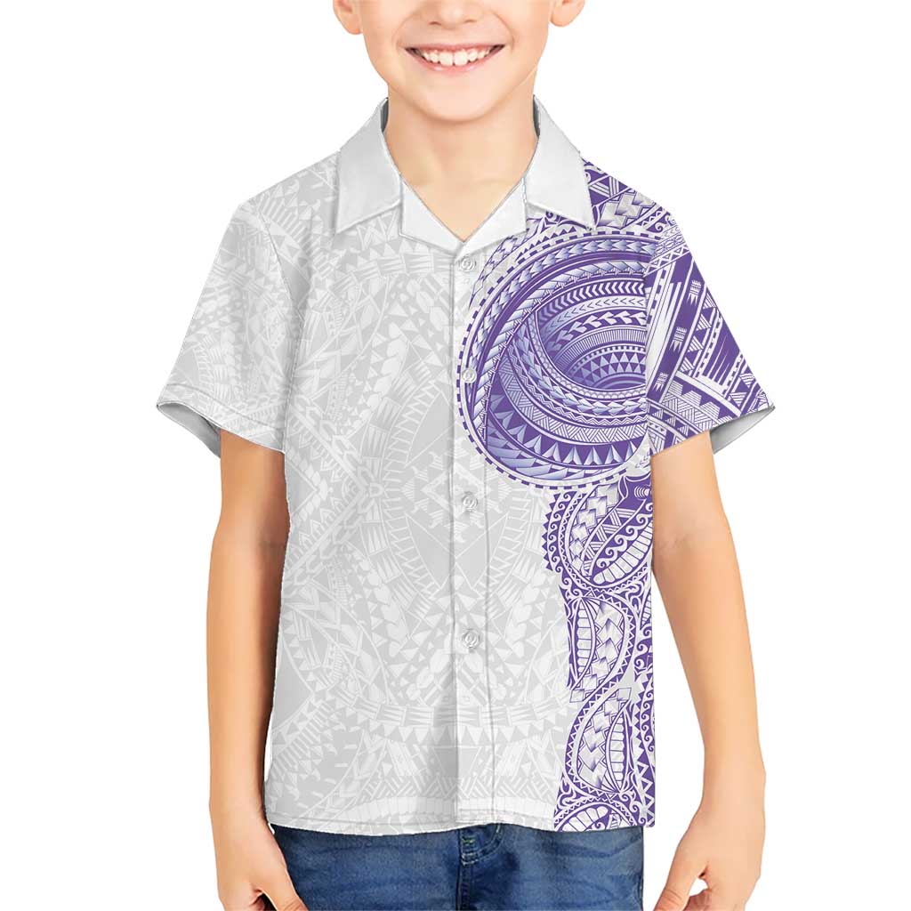 Traditional Polynesian Art Tattoos Kid Hawaiian Shirt Purple Color - Polynesian Pride