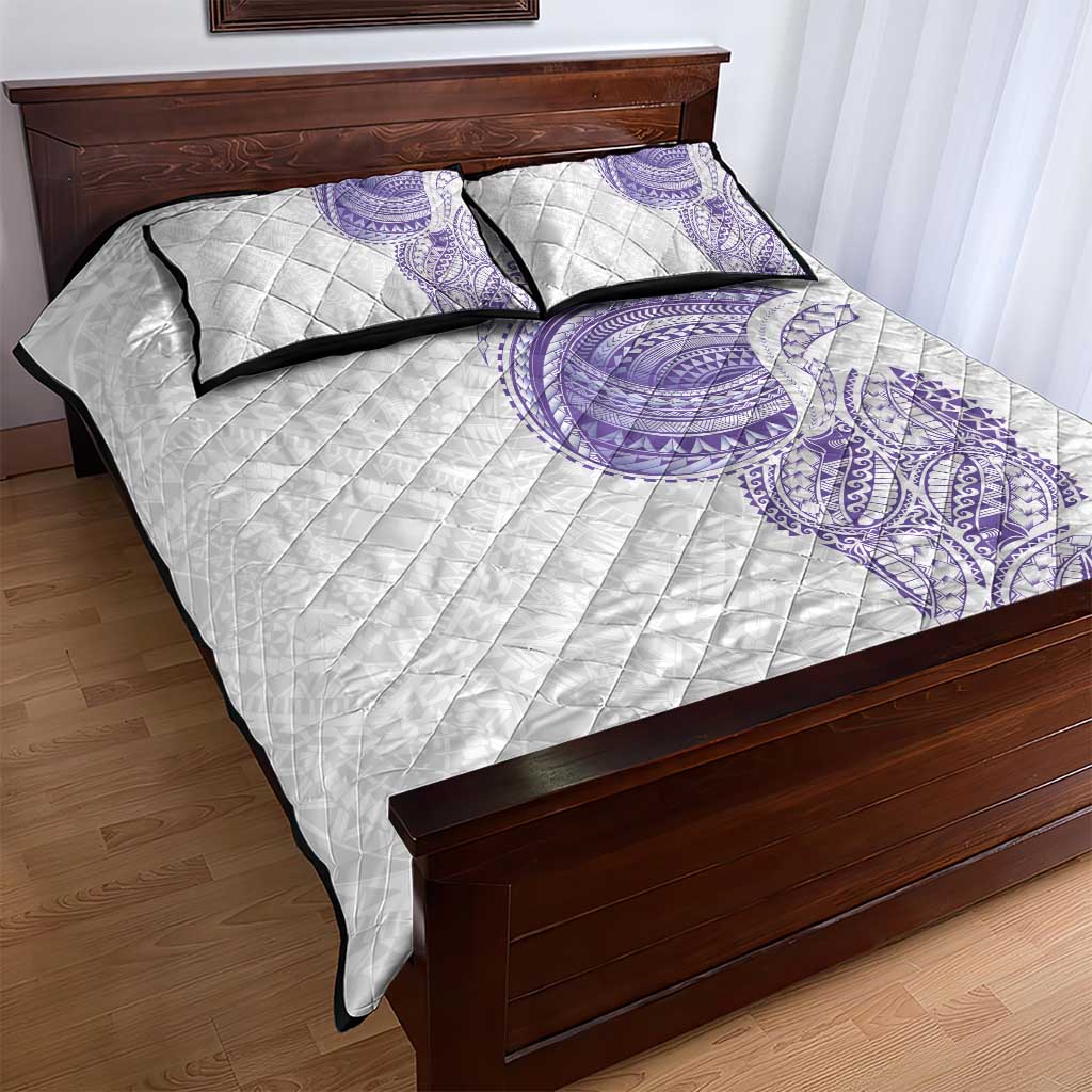 Traditional Polynesian Art Tattoos Quilt Bed Set Purple Color - Polynesian Pride