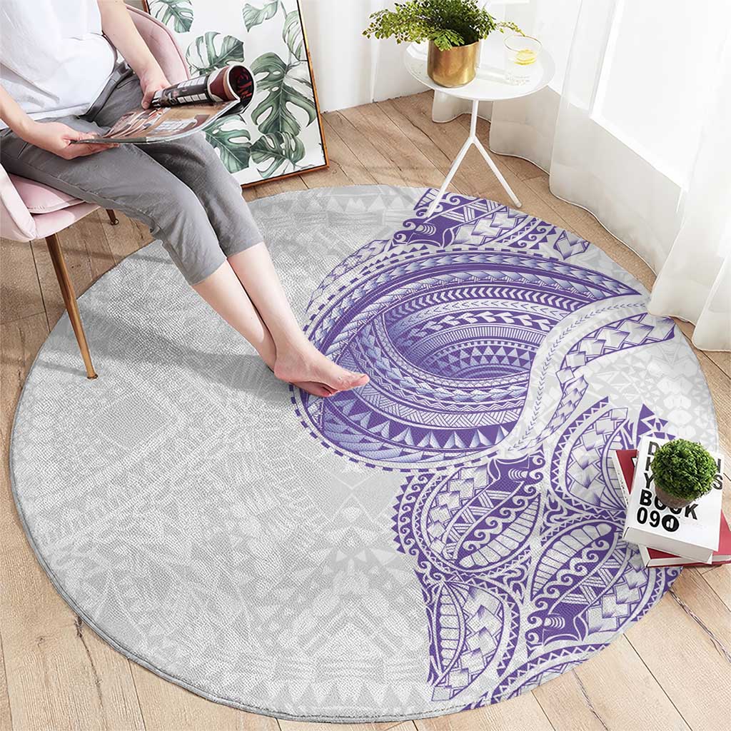 Traditional Polynesian Art Tattoos Round Carpet Purple Color - Polynesian Pride