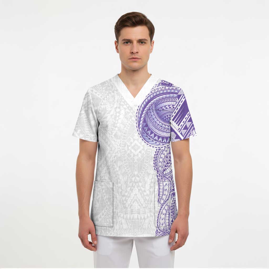 Traditional Polynesian Art Tattoos Scrub Top Purple Color - Polynesian Pride