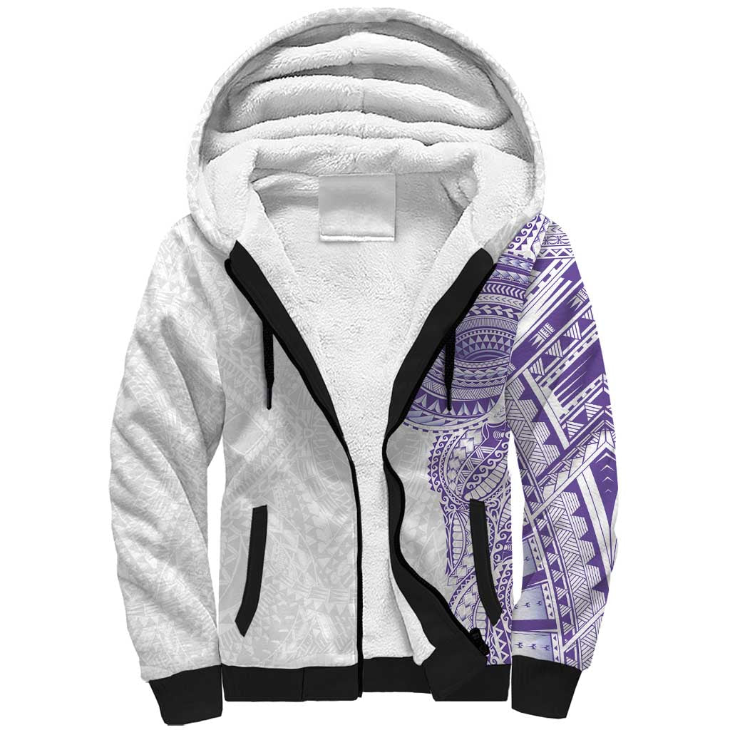 Traditional Polynesian Art Tattoos Sherpa Hoodie Purple Color - Polynesian Pride