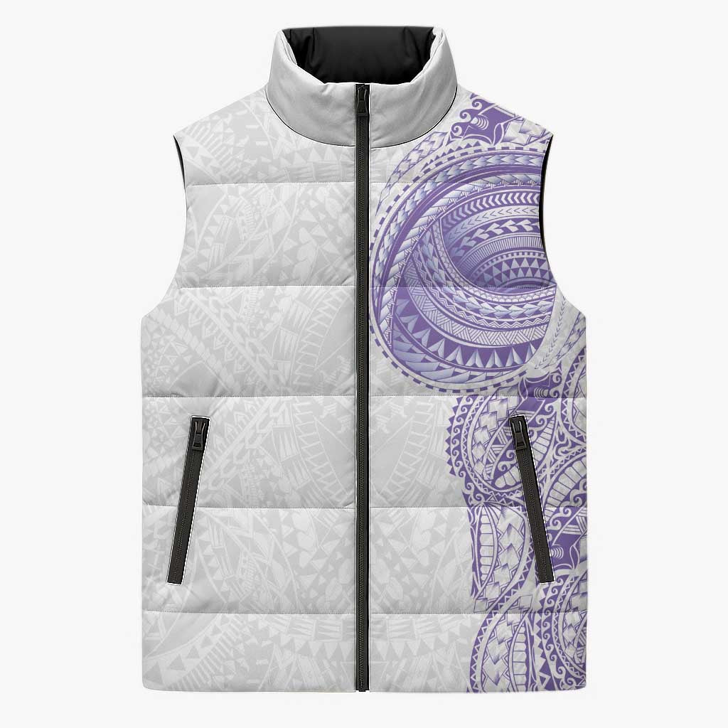 Traditional Polynesian Art Tattoos Sleeveless Puffer Jacket Purple Color - Polynesian Pride