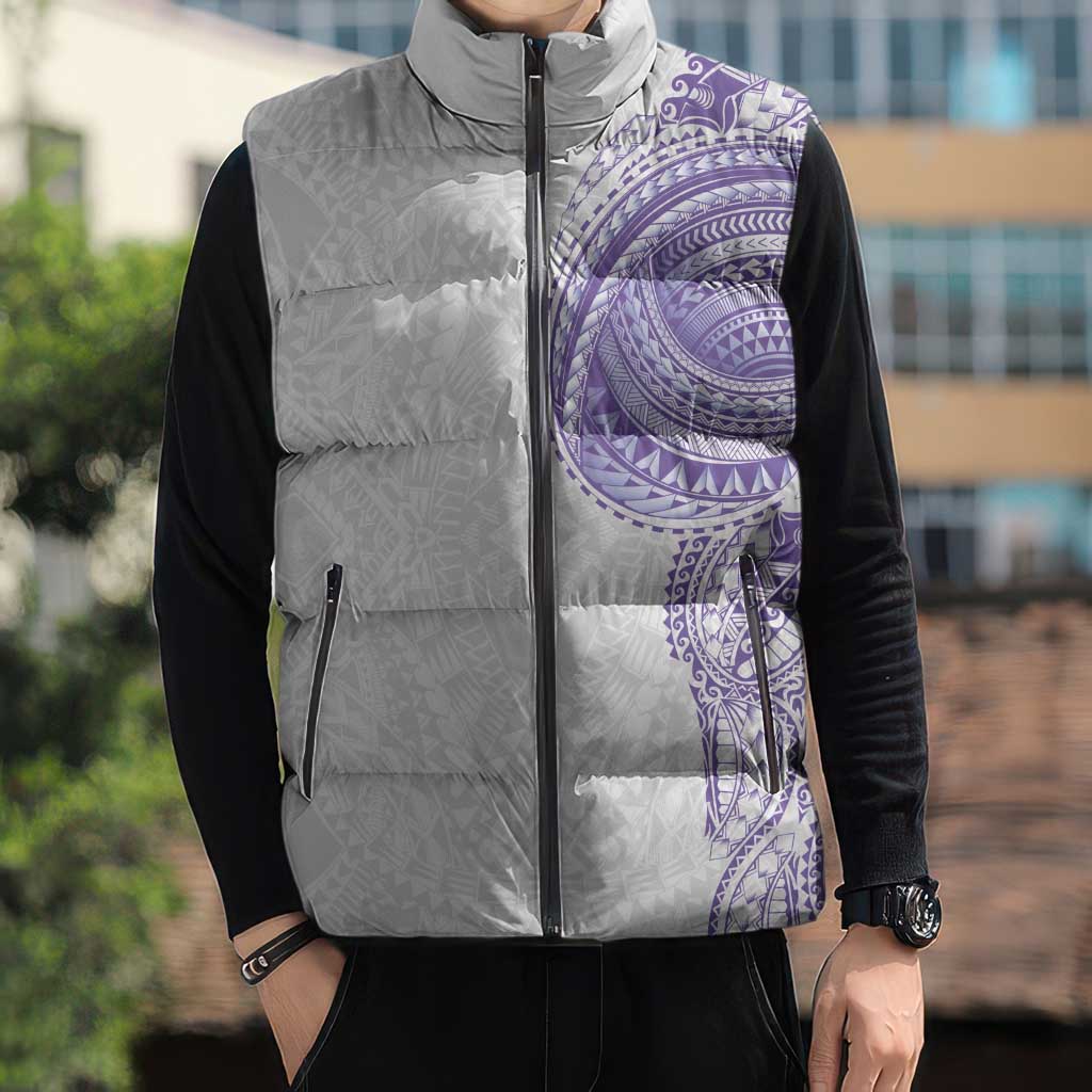 Traditional Polynesian Art Tattoos Sleeveless Puffer Jacket Purple Color - Polynesian Pride