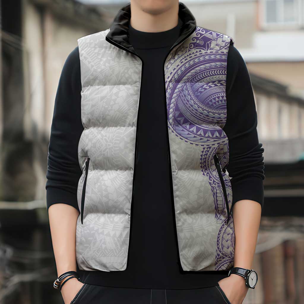 Traditional Polynesian Art Tattoos Sleeveless Puffer Jacket Purple Color - Polynesian Pride
