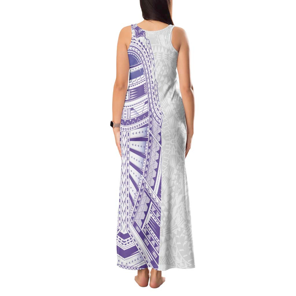 Traditional Polynesian Art Tattoos Tank Maxi Dress Purple Color - Polynesian Pride