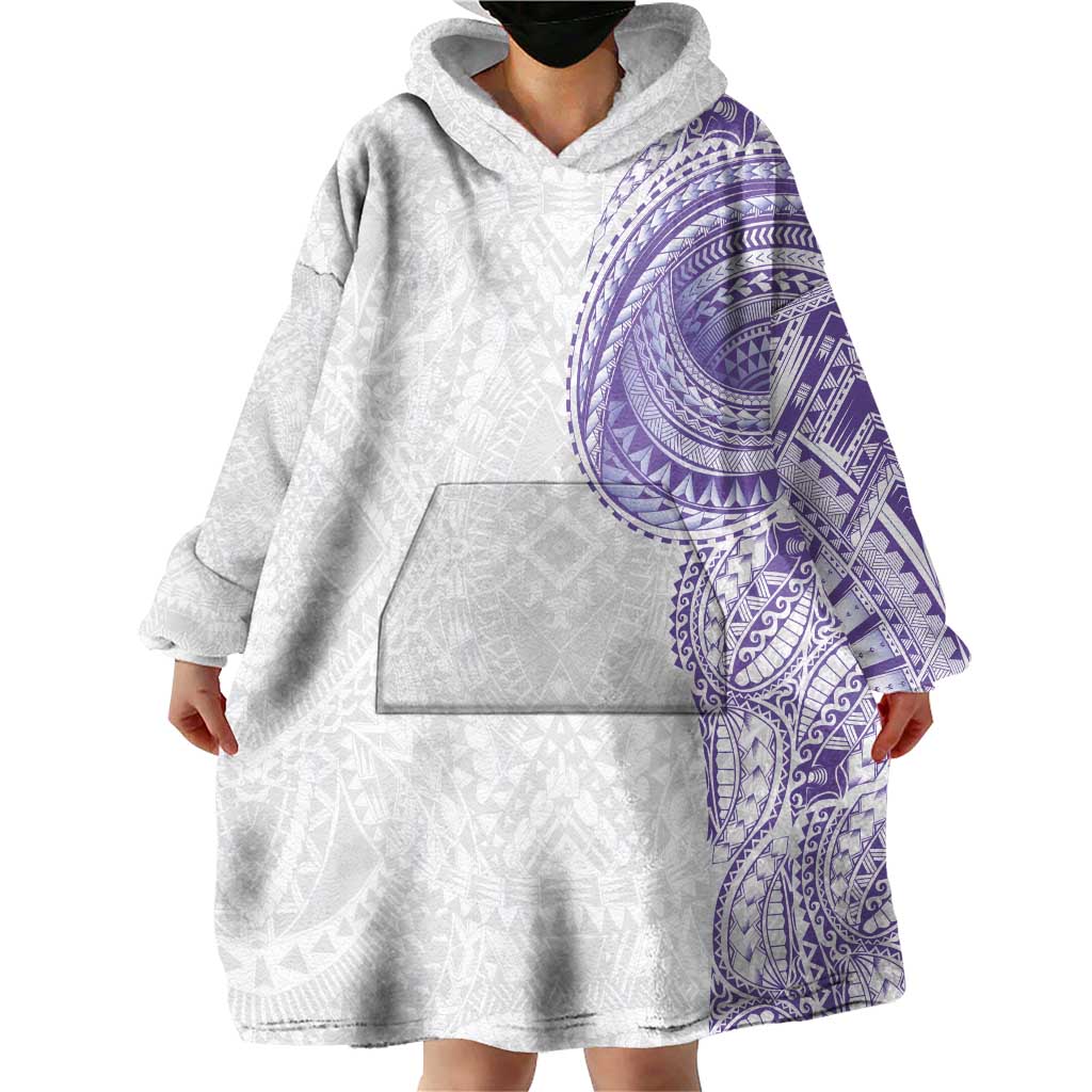 Traditional Polynesian Art Tattoos Wearable Blanket Hoodie Purple Color - Polynesian Pride