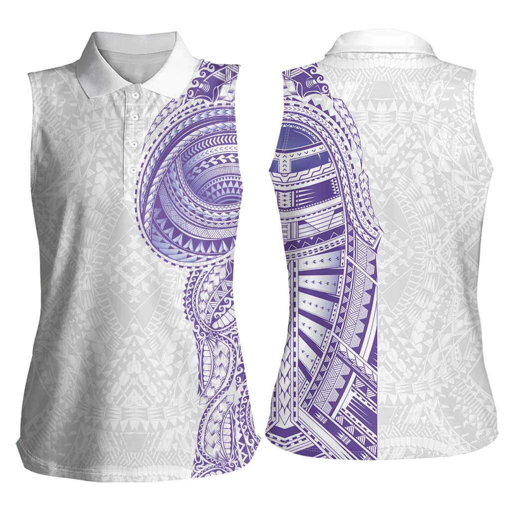 Traditional Polynesian Art Tattoos Women Sleeveless Polo Shirt Purple Color - Polynesian Pride