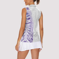 Traditional Polynesian Art Tattoos Women Sleeveless Polo Shirt Purple Color - Polynesian Pride