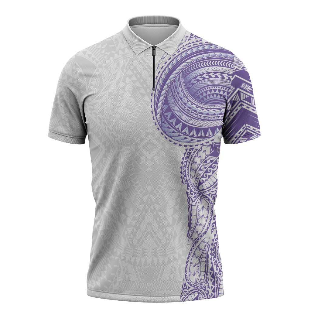 Traditional Polynesian Art Tattoos Zipper Polo Shirt Purple Color - Polynesian Pride