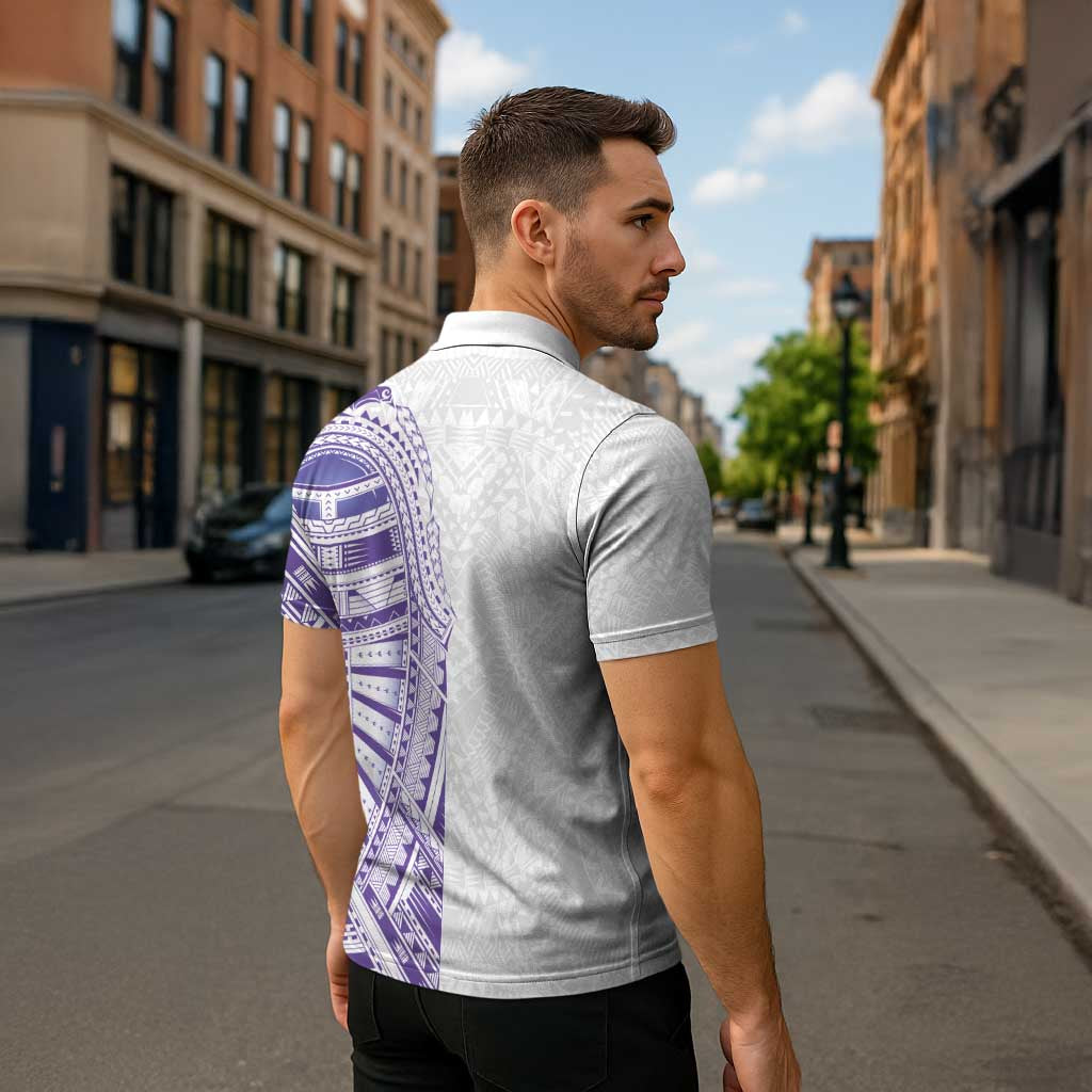 Traditional Polynesian Art Tattoos Zipper Polo Shirt Purple Color - Polynesian Pride