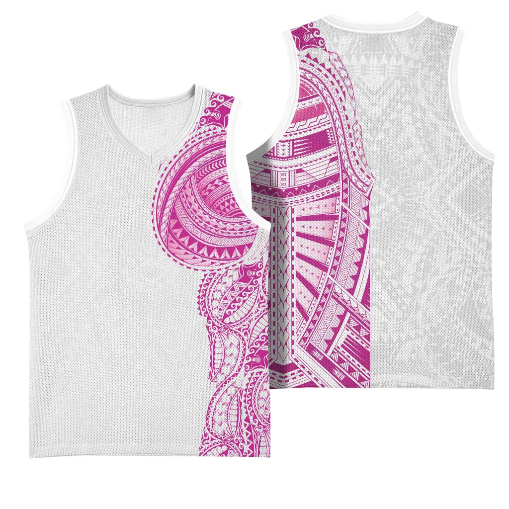 Traditional Polynesian Art Tattoos Basketball Jersey Pink Color - Polynesian Pride
