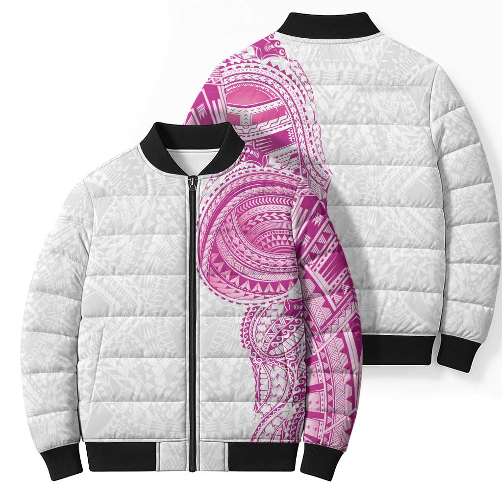 Traditional Polynesian Art Tattoos Bomber Puffer Jacket Pink Color - Polynesian Pride