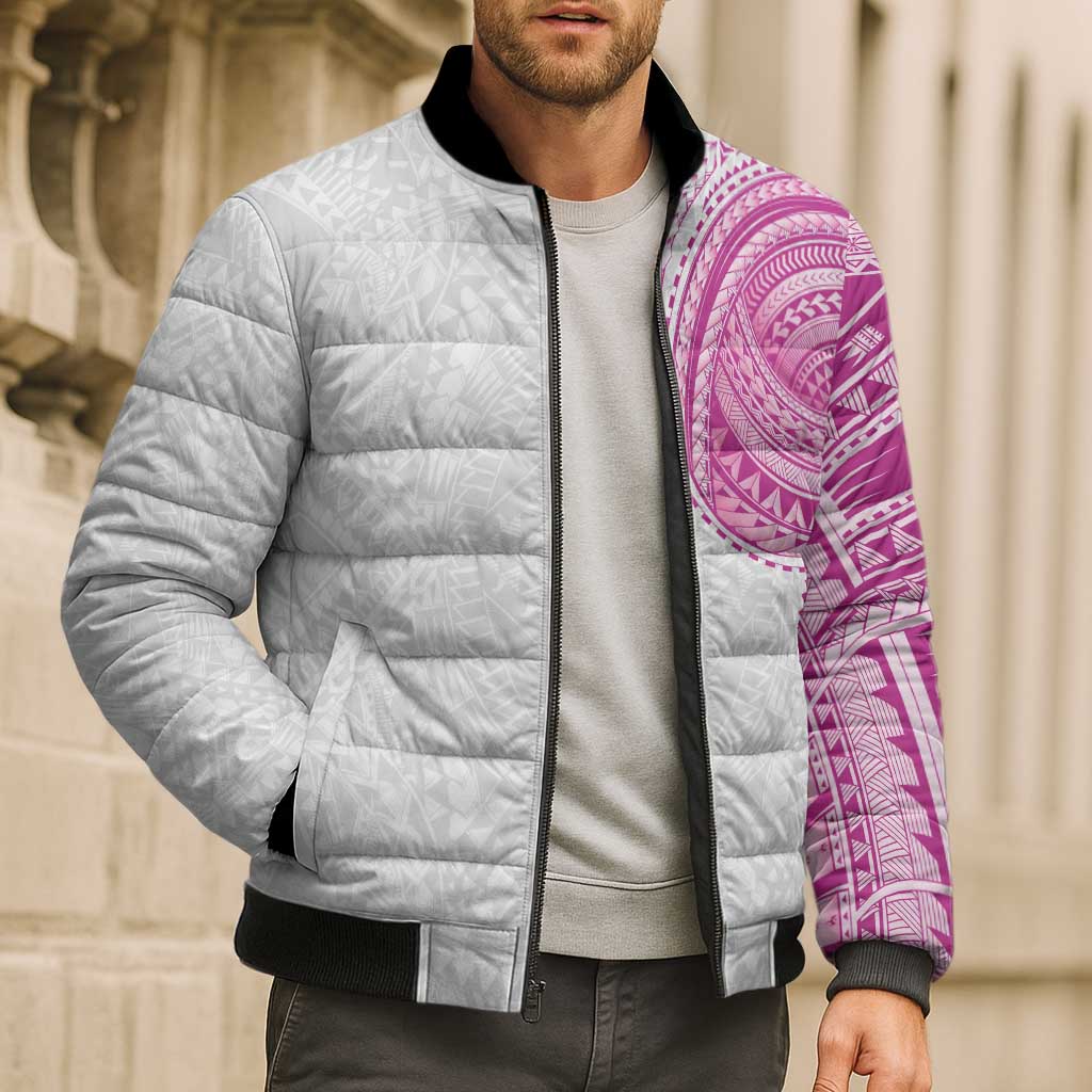 Traditional Polynesian Art Tattoos Bomber Puffer Jacket Pink Color - Polynesian Pride