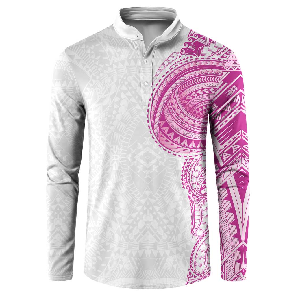 Traditional Polynesian Art Tattoos Button Sweatshirt Pink Color - Polynesian Pride