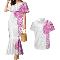 Traditional Polynesian Art Tattoos Couples Matching Mermaid Dress and Hawaiian Shirt Pink Color - Polynesian Pride