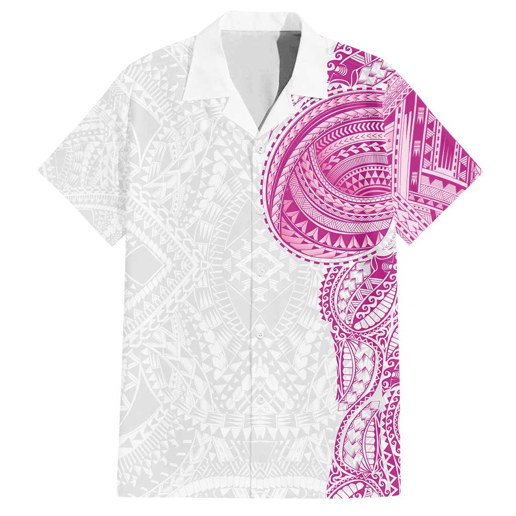 Traditional Polynesian Art Tattoos Family Matching Puletasi and Hawaiian Shirt Pink Color - Polynesian Pride