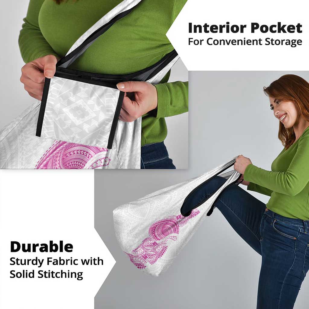 Traditional Polynesian Art Tattoos Grocery Bag Pink Color - Polynesian Pride