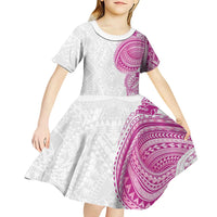 Traditional Polynesian Art Tattoos Kid Short Sleeve Dress Pink Color - Polynesian Pride