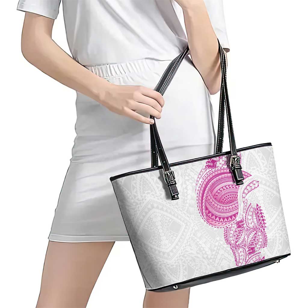 Traditional Polynesian Art Tattoos Leather Tote Bag Pink Color - Polynesian Pride