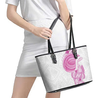 Traditional Polynesian Art Tattoos Leather Tote Bag Pink Color - Polynesian Pride