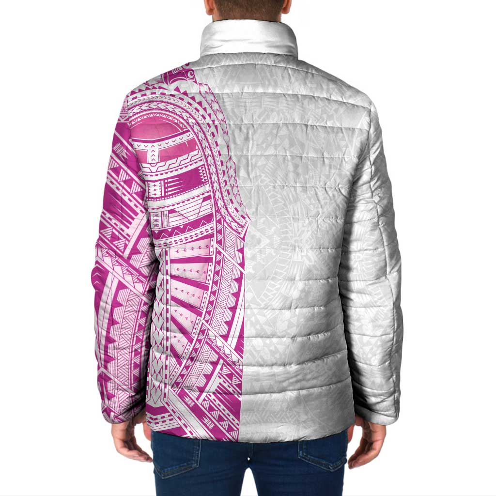 Traditional Polynesian Art Tattoos Padded Jacket Pink Color - Polynesian Pride