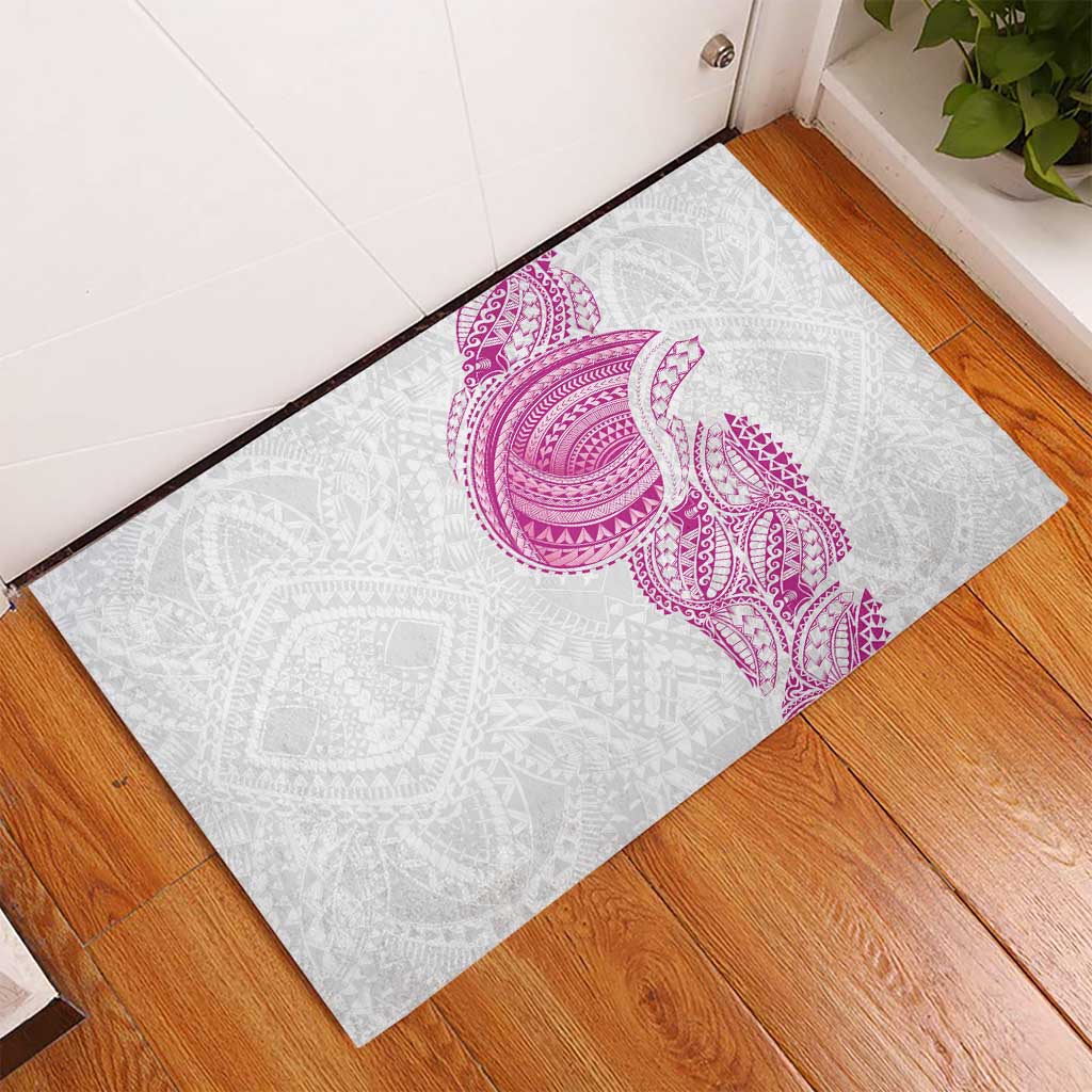 Traditional Polynesian Art Tattoos Rubber Doormat Pink Color - Polynesian Pride