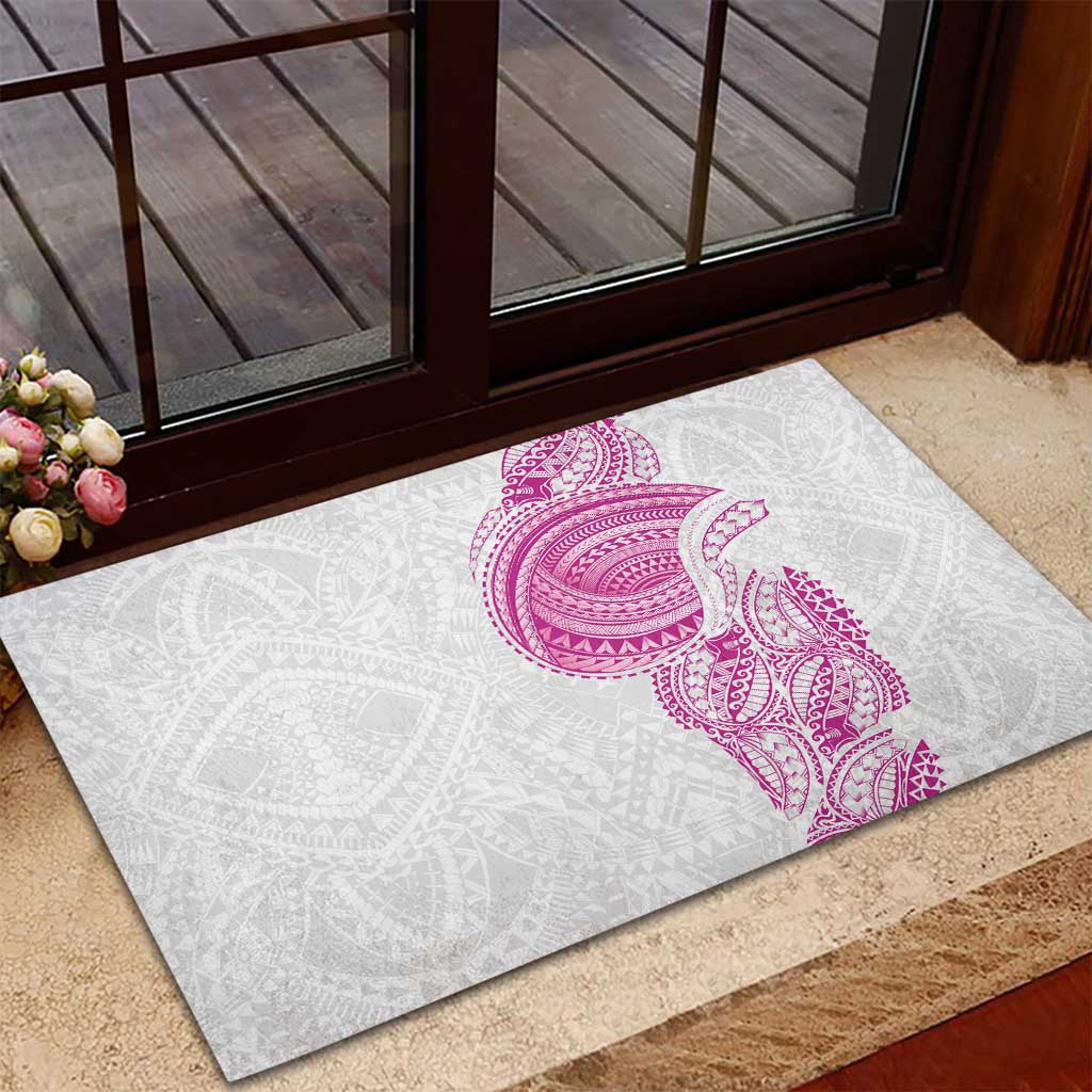 Traditional Polynesian Art Tattoos Rubber Doormat Pink Color - Polynesian Pride