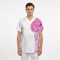 Traditional Polynesian Art Tattoos Scrub Top Pink Color - Polynesian Pride
