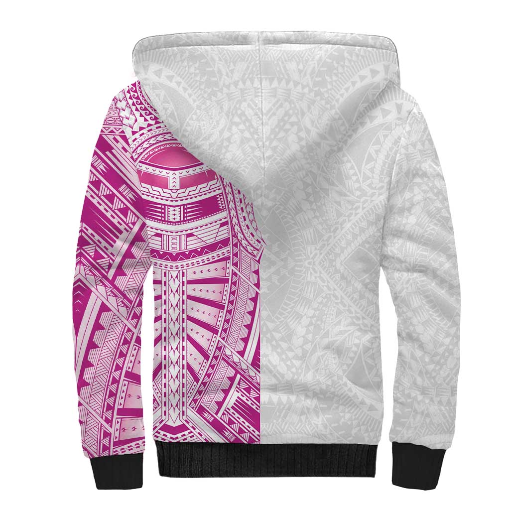 Traditional Polynesian Art Tattoos Sherpa Hoodie Pink Color - Polynesian Pride