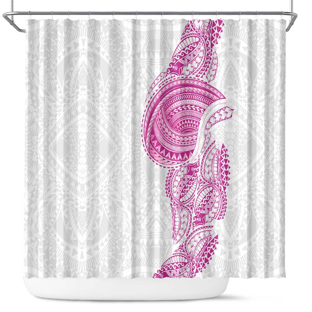 Traditional Polynesian Art Tattoos Shower Curtain Pink Color - Polynesian Pride