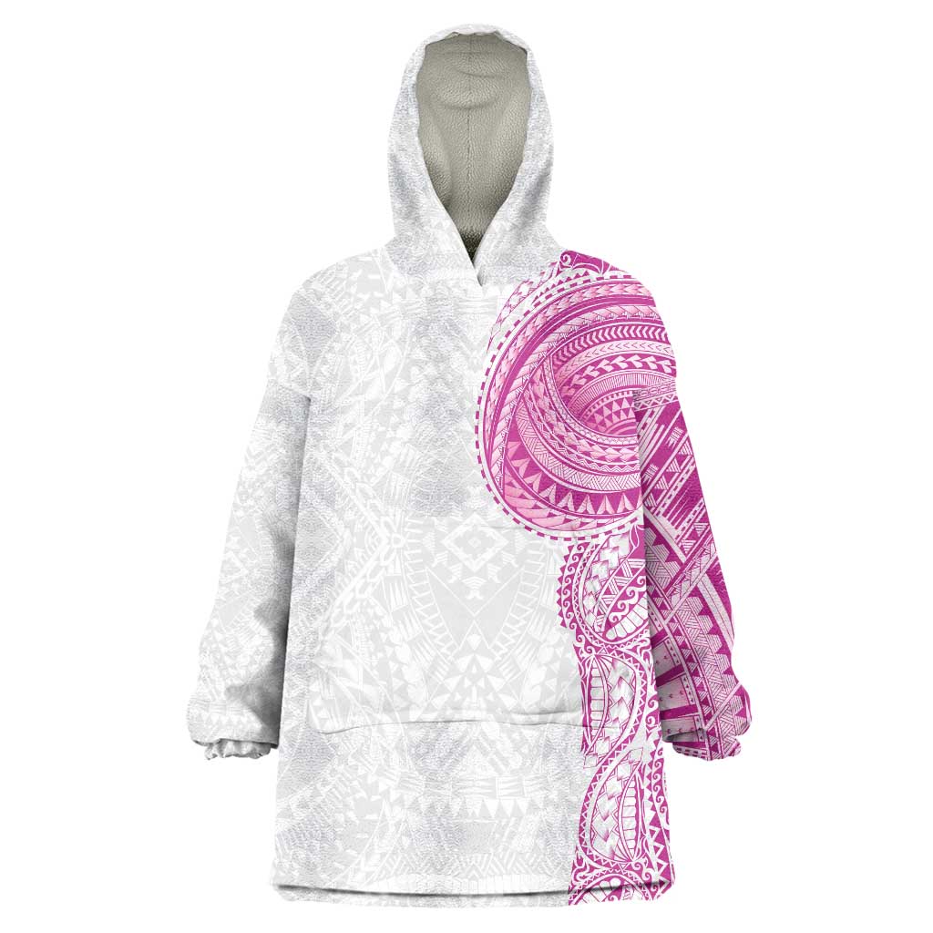 Traditional Polynesian Art Tattoos Wearable Blanket Hoodie Pink Color - Polynesian Pride