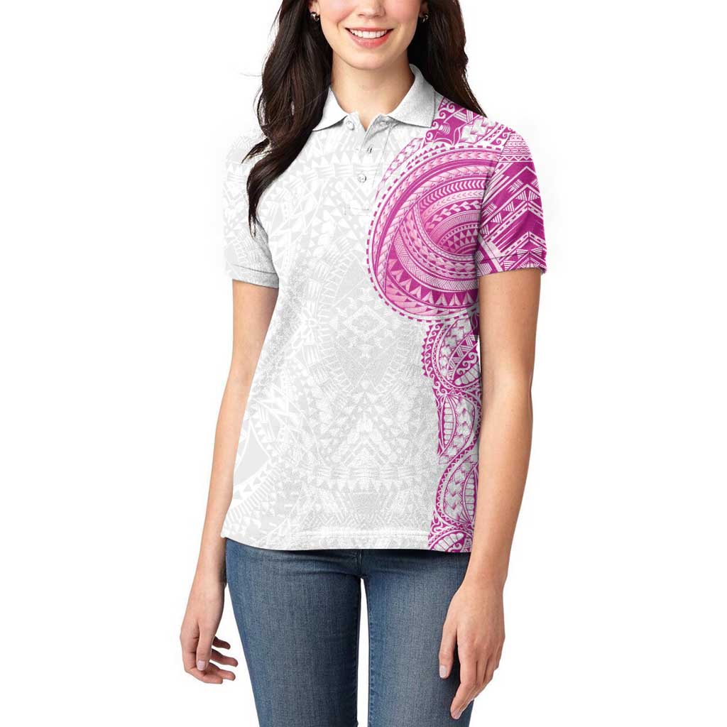 Traditional Polynesian Art Tattoos Women Polo Shirt Pink Color - Polynesian Pride
