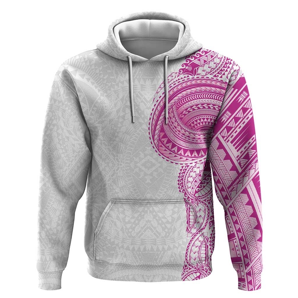 Traditional Polynesian Art Tattoos Zip Hoodie Pink Color - Polynesian Pride