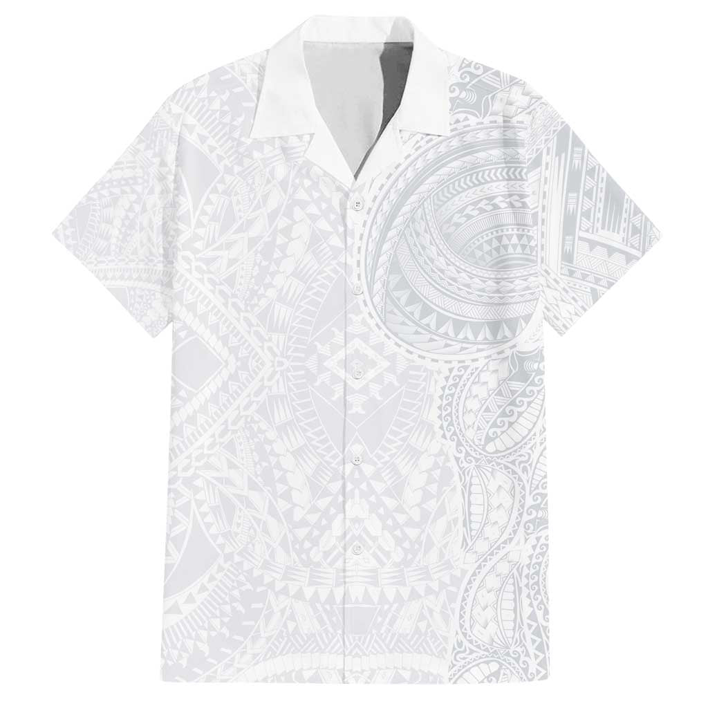 Lotu Tamaiti Family Matching Puletasi and Hawaiian Shirt Traditional Samoan Art Tattoos LT03 Dad's Shirt - Short Sleeve White - Polynesian Pride