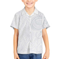 Lotu Tamaiti Family Matching Puletasi and Hawaiian Shirt Traditional Samoan Art Tattoos LT03 Son's Shirt White - Polynesian Pride