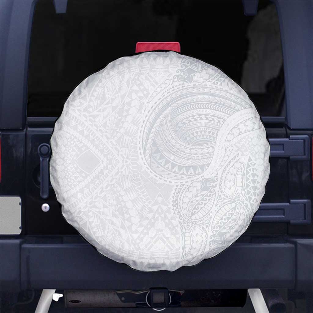 Lotu Tamaiti Spare Tire Cover Traditional Samoan Art Tattoos LT03 No hole White - Polynesian Pride