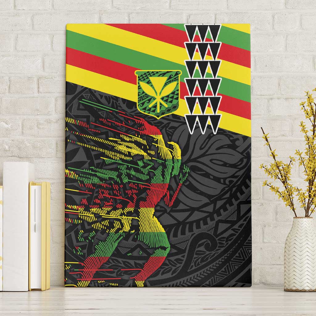 Kanaka Maoli Running Canvas Wall Art Kakau Pattern with Kanaka Maoli Flag Color