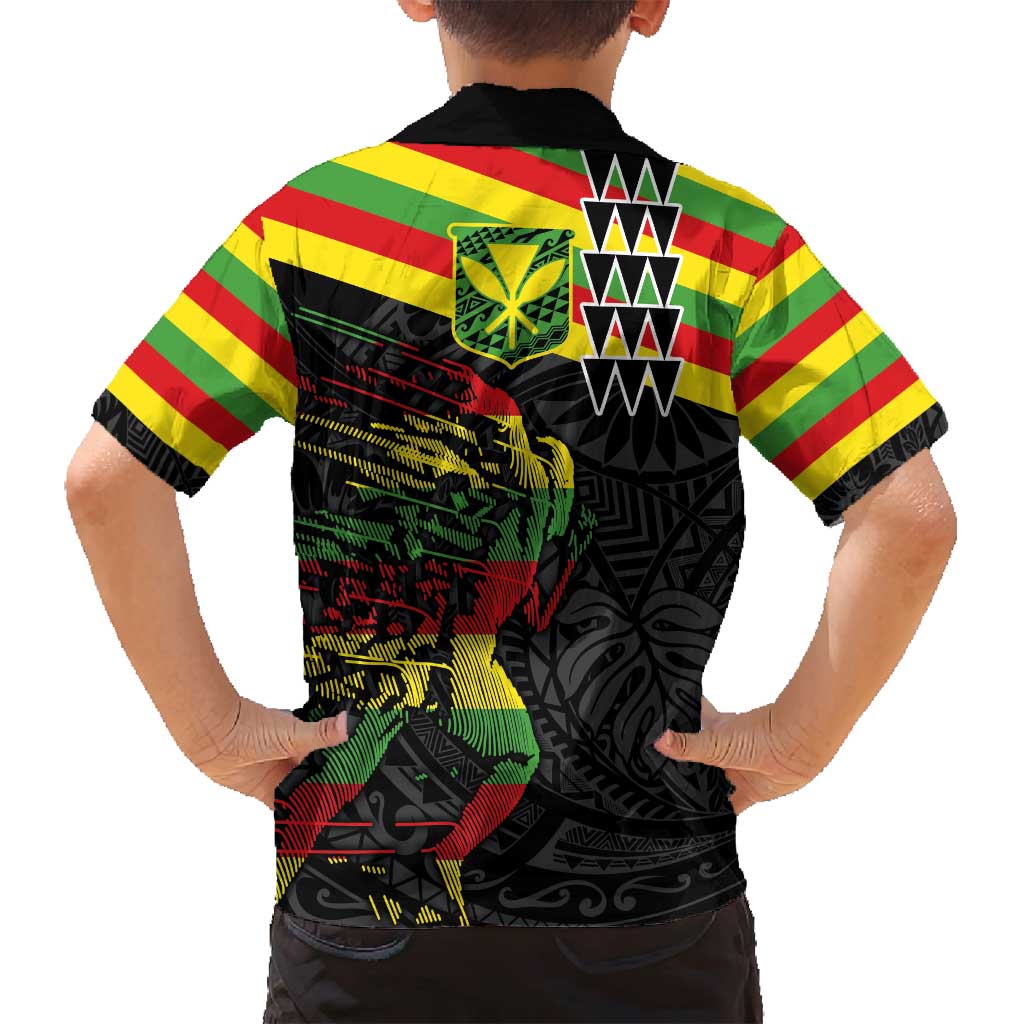 Kanaka Maoli Running Family Matching Long Sleeve Bodycon Dress and Hawaiian Shirt Kakau Pattern with Kanaka Maoli Flag Color