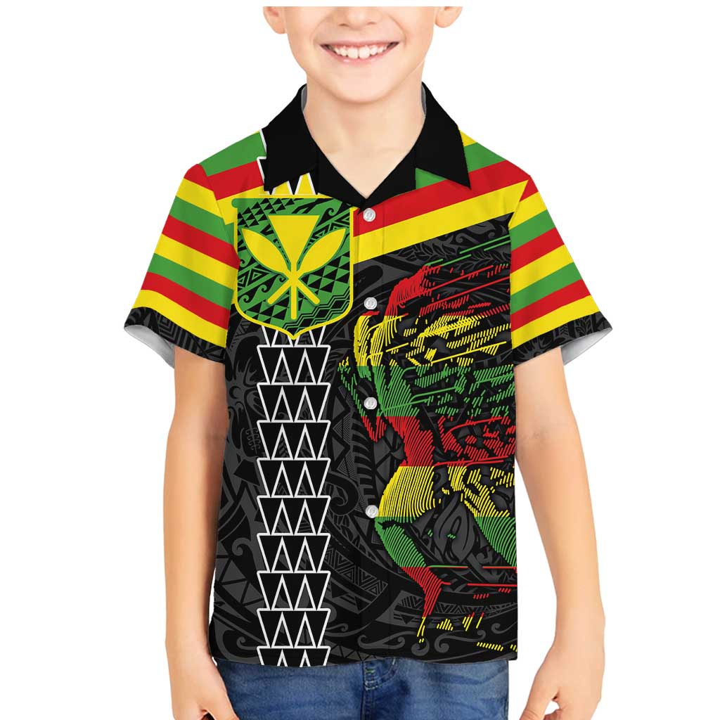 Kanaka Maoli Running Family Matching Mermaid Dress and Hawaiian Shirt Kakau Pattern with Kanaka Maoli Flag Color