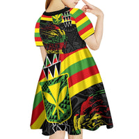 Kanaka Maoli Running Kid Short Sleeve Dress Kakau Pattern with Kanaka Maoli Flag Color LT03 - Polynesian Pride