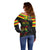 Kanaka Maoli Running Off Shoulder Sweater Kakau Pattern with Kanaka Maoli Flag Color