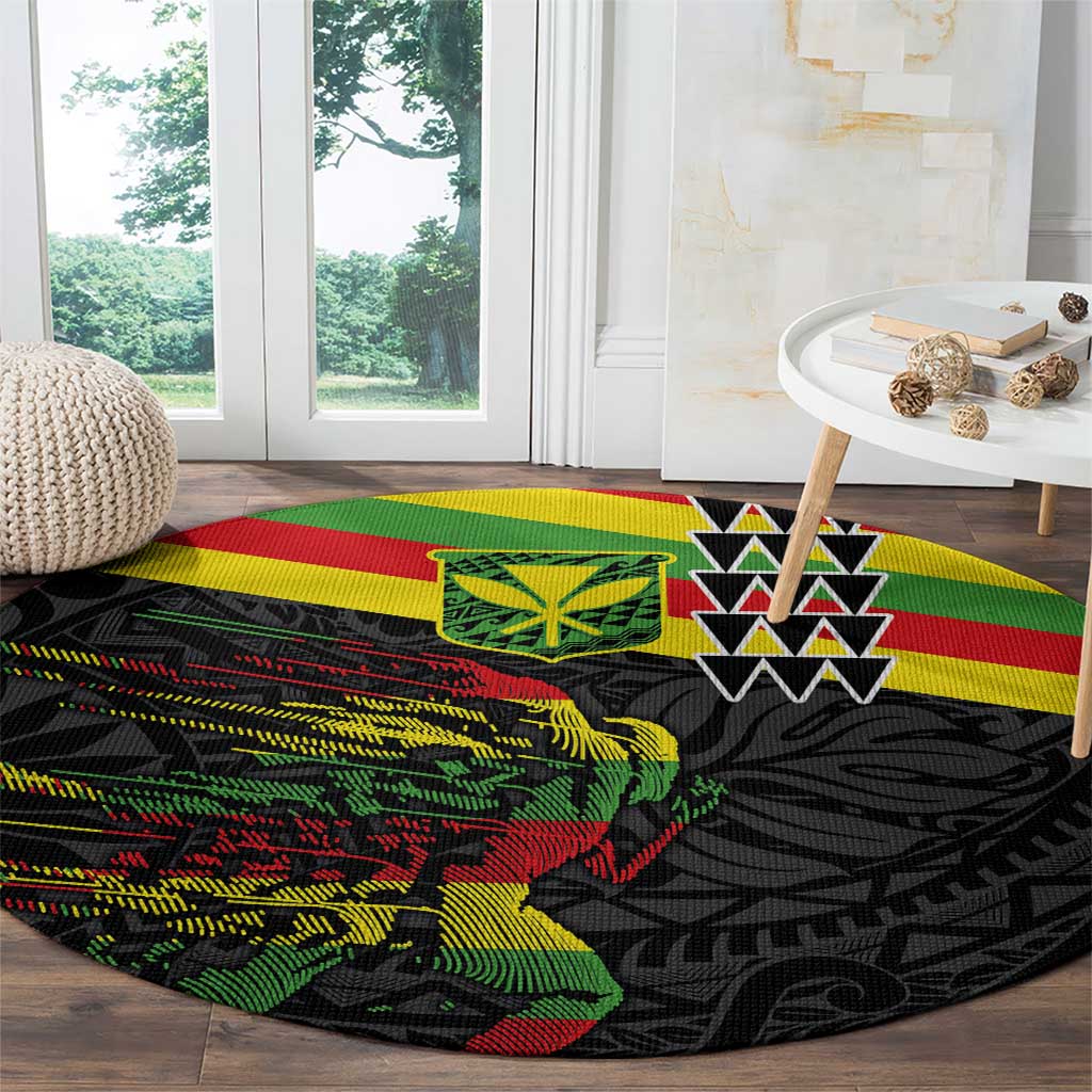 Kanaka Maoli Running Round Carpet Kakau Pattern with Kanaka Maoli Flag Color