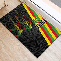 Kanaka Maoli Running Rubber Doormat Kakau Pattern with Kanaka Maoli Flag Color LT03 - Polynesian Pride