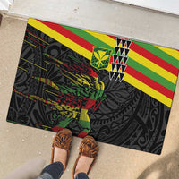 Kanaka Maoli Running Rubber Doormat Kakau Pattern with Kanaka Maoli Flag Color LT03 - Polynesian Pride